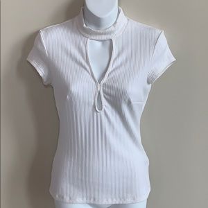 Bebe Mock-Neck with Hole Top